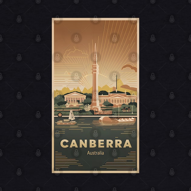 Retro Vintage Canberra Australia Travel Poster by POD24